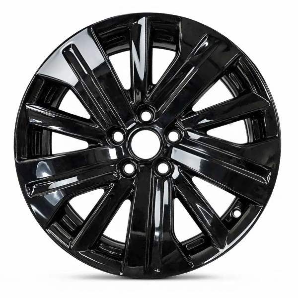 18-inch Black Mitsubishi Outlander oem rim 65868 96933 front view on white background.