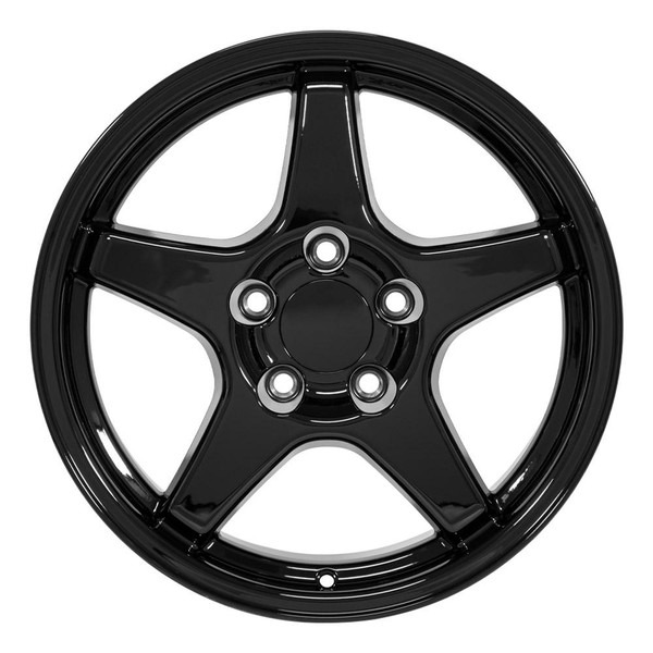 Front view of a 17x9.5 replica wheel replacement CV01 for Chevy Corvette rims 9512391
