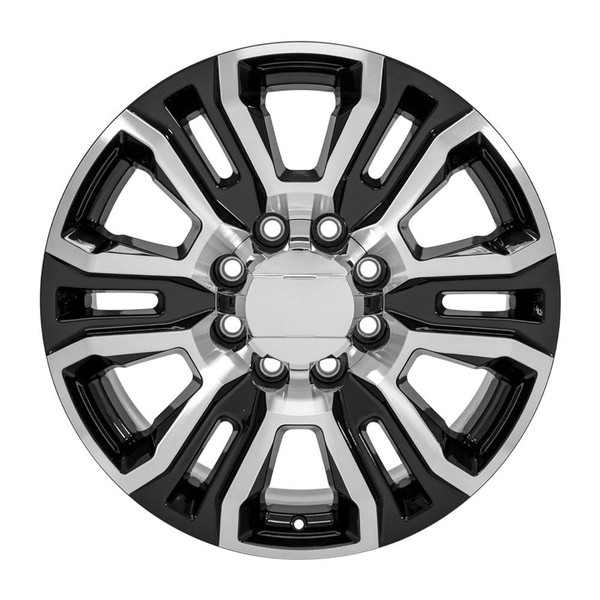 Front view of a 20x8.5 replica wheel replacement CV70 for Chevy Silverado 2500 3500 rims 9509894