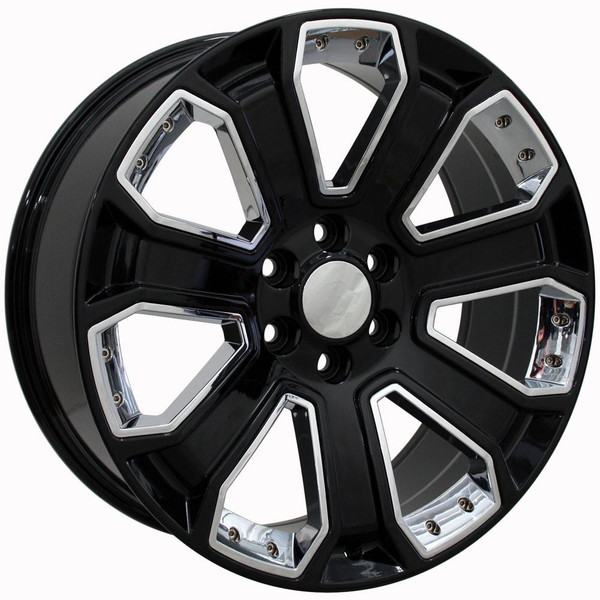 Angle view of a 22x9 replica wheel replacement CV93 for Chevy Silverado rims 9510079