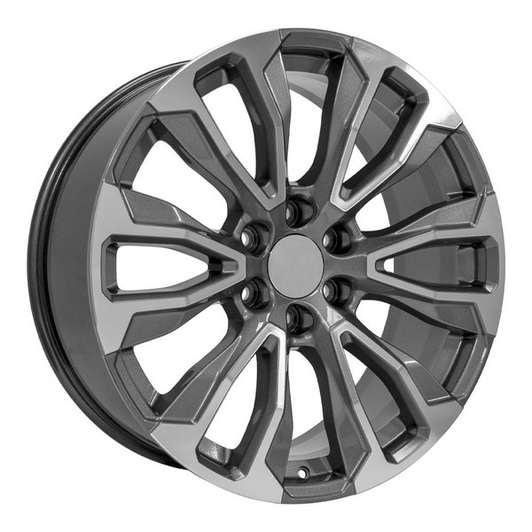 Angle view of a 22x9 replica wheel replacement CV30 for Cadillac Escalade rims 9510942