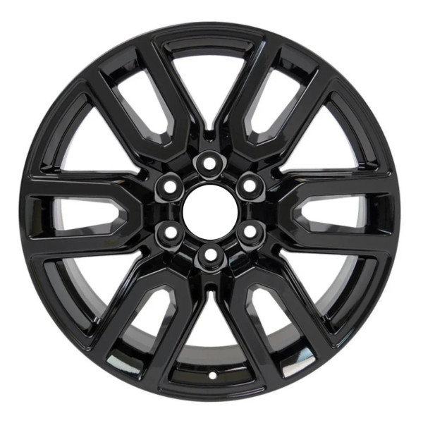 Front view of a 20x9-inch Black Chevy Trucks replica wheel replacement rim 5914 part 23376228