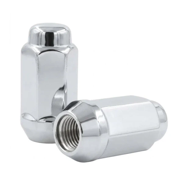 Chrome 14x1.5 Bulge Acorn Lug nut key adptor on white background