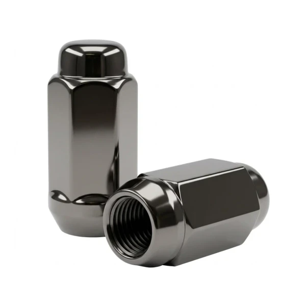 Black 14x1.5 Bulge Acorn Lug nut key adptor on white background