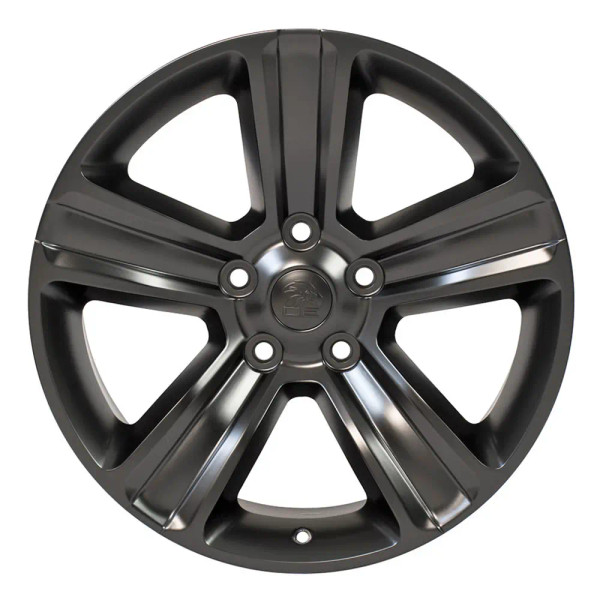 20" Front view of a Satin Black replica wheel replacement for Dodge Ram 1500 rims 9508329