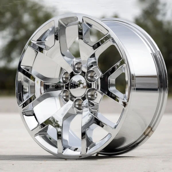 Angle view of a 22x9 Honeycomb replica wheel replacement CV92 Chrome rim 9482435 for GMC & Chevy trucks