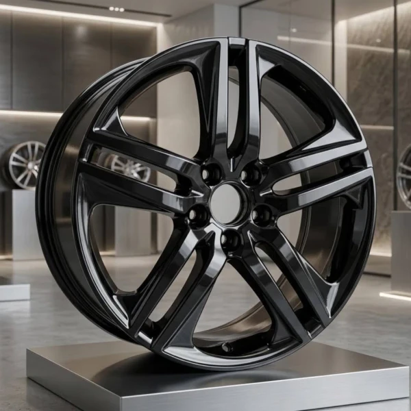 19x8 Gloss Black replica wheel replacement 64083u46 for Honda Accord rim 42700T2AL92, angle view in showroom