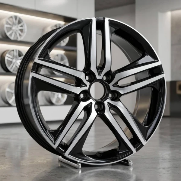 19x8 Machined face Black replica wheel replacement 64083u45 for Honda Accord rim 42700T2AL92, angle view in showroom
