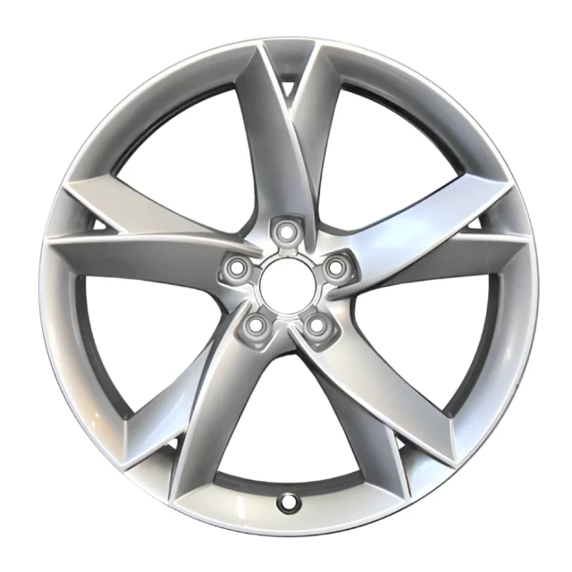 19-inch Audi S5 A5 rim 58827 in Bright Hypersilver. Part 8T0601025F, front view on white background