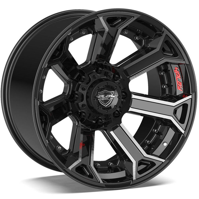 8-Lug 4Play 4P70 Wheels Machined Black Rims Fit GM-Chevy Trucks