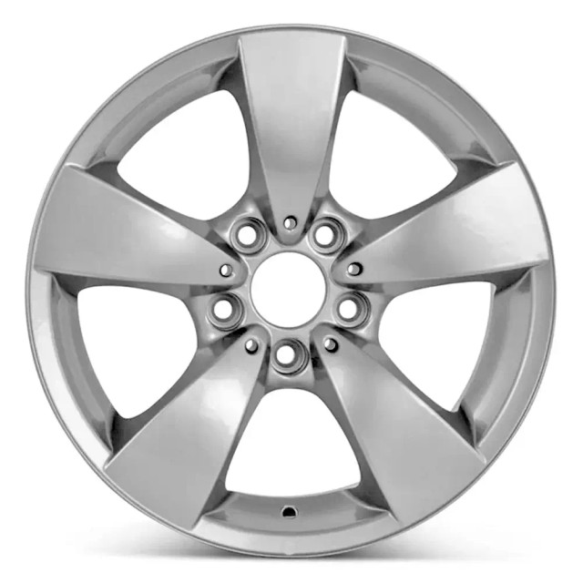 Front view of 17x7.5 Replica rims for sale. Replacement Alloy wheels fit BMW 5 Series
