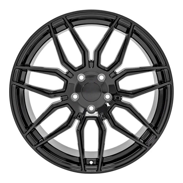 Front view of a 20x11 replica wheel replacement CV03D for Chevy Corvette rims 9511120 Front view of a 20x11 replica wheel replacement CV03D for Chevy Corvette rims 9511120