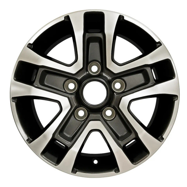 16-inch Black RAM Promaster oem rim 2217 front view on white background. 16-inch Black RAM Promaster oem rim 2217 front view on white background.