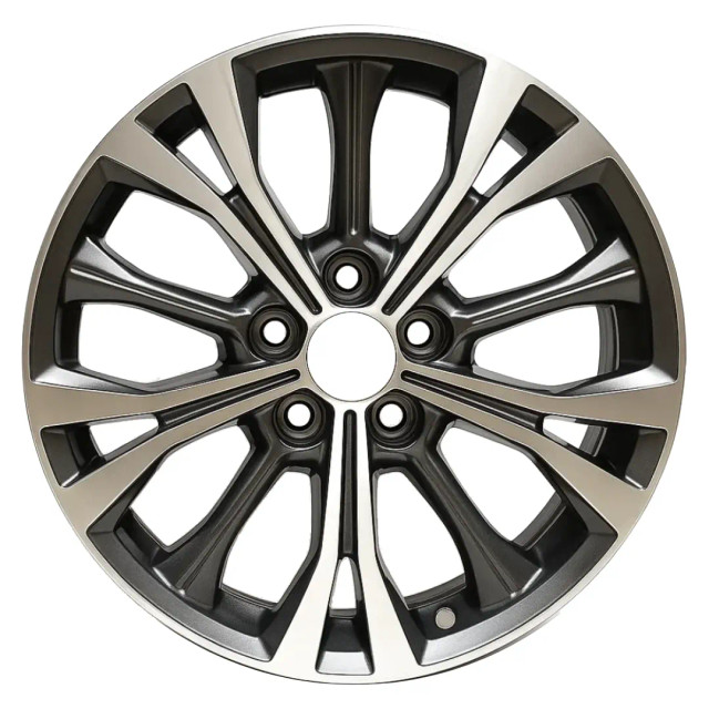 18-inch Charcoal Buick Envision oem rim 4164 front view on white background. 18-inch Charcoal Buick Envision oem rim 4164 front view on white background.