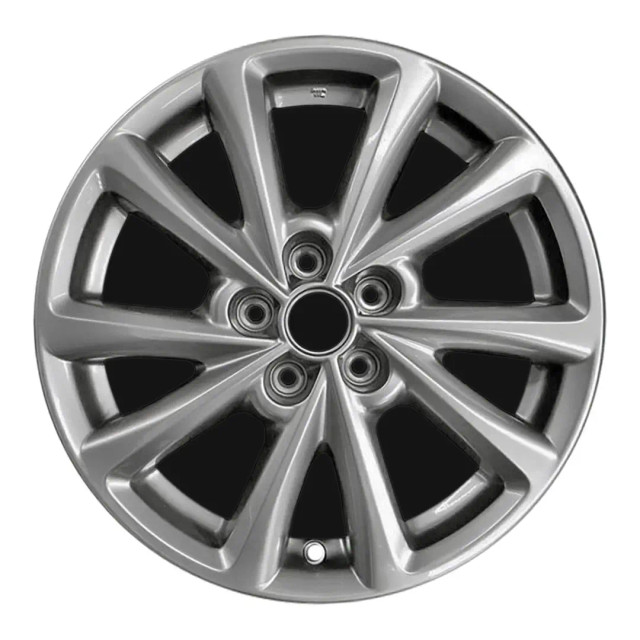 17-inch Charcoal Mazda CX5 oem rim 65007 front view on white background. 17-inch Charcoal Mazda CX5 oem rim 65007 front view on white background.
