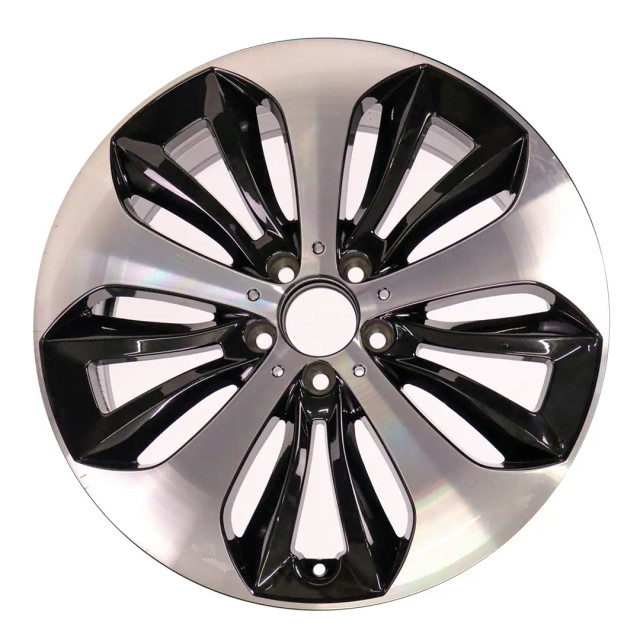 19-inch Black Mercedes GLA250 oem rim 65608 front view on white background.