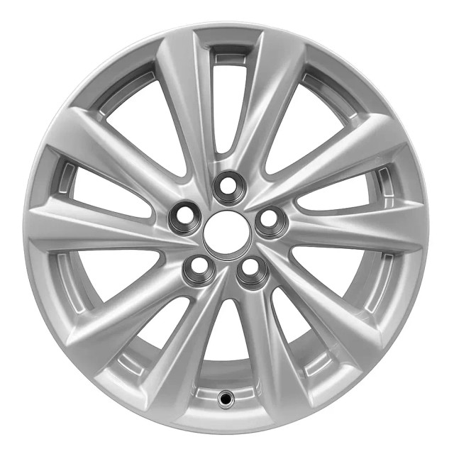 16-inch Silver Toyota Corolla oem rim 69301 front view on white background.