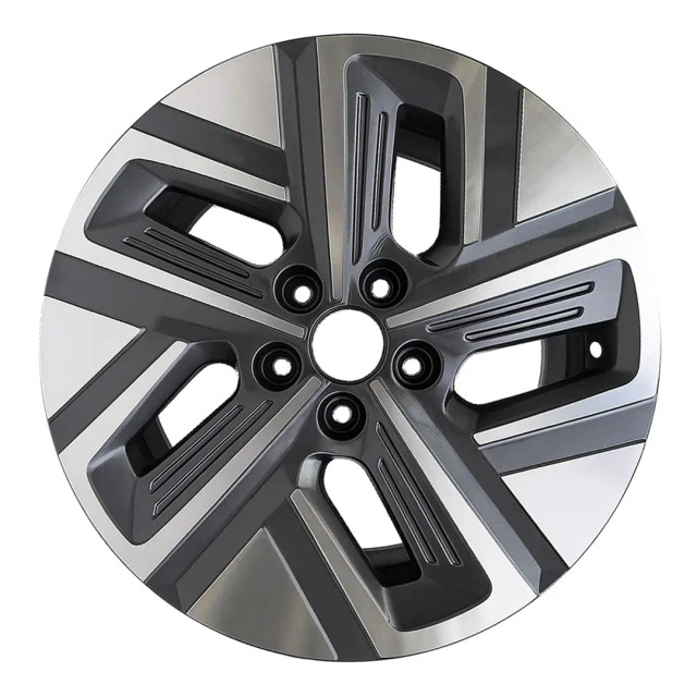 17-inch Charcoal Hyundai Kona oem rim 70645 95235 front view on white background. 17-inch Charcoal Hyundai Kona oem rim 70645 95235 front view on white background.