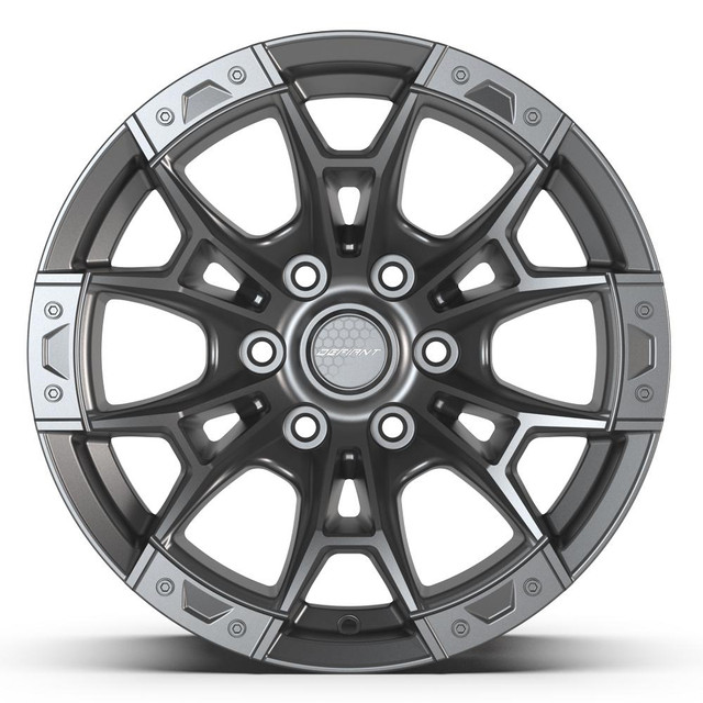 Front view of a 17x9 replica wheel replacement DF04 for Ford F-150 rims 9511459