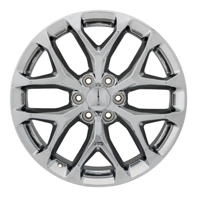 Front view of a 22x9-inch Chrome GMC Trucks replica wheel replacement rim 5904 part 84040802