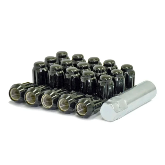 Set of 20 14x1.5 Black Car Spline 7/8kit Hex for Cars, on white background