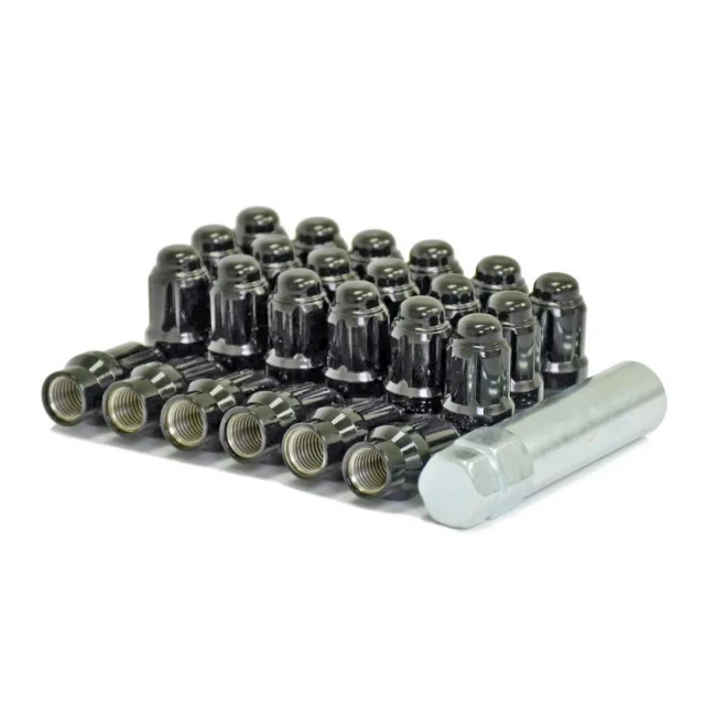 Set of 24 12x1.5 Black Extended Thread Spline kit Hex for , on white background