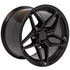 Angle view of a 17x11 black replica wheel replacement CV31 for Chevy Camaro rims 9508978