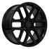 Angle view of a 24x10 gloss black Snowflake replica wheel replacement CV62 for GMC Sierra 1500 rims 9511620