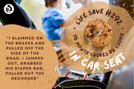 Life Save #292: Car ride gone wrong! 16 month-old chokes on cookie in car seat
