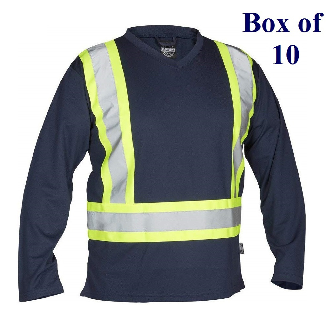 Forcefield Hi Vis V-Neck Long Sleeve Safety Tee