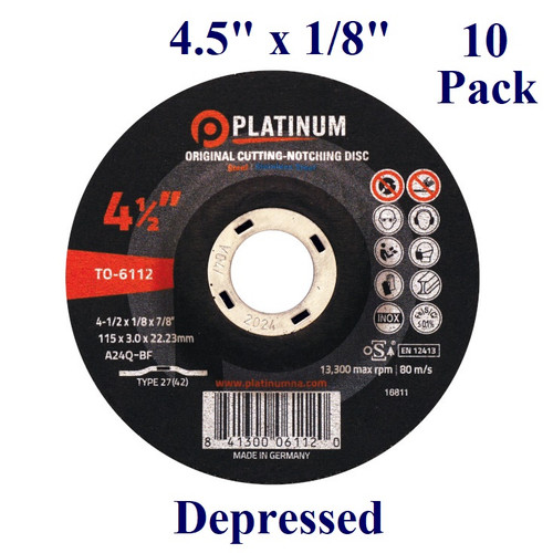 4.5" x 1/8" x 7/8" Cutting/Notching Disc - Steel/Stainless - Depressed (10 Pack)