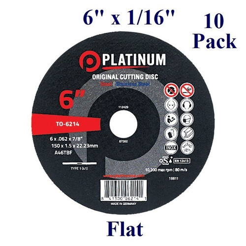 6" x 1/16" x 7/8" - Cutting Disc - Steel/Stainless - Flat (10 Pack)