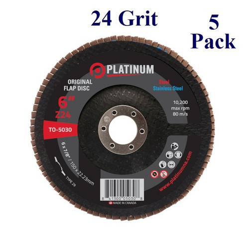 6" x 7/8" - Flap Disc - Zirconia - Grit 24 (5 Pack)
