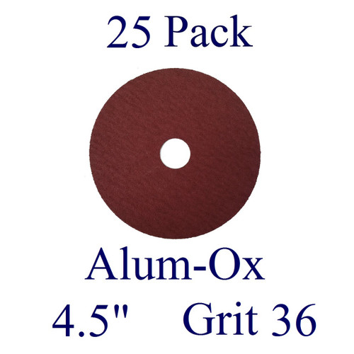 4.5" x 7/8" - Fiber Disc - Aluminum Oxide - Grit 36 (25 Pack)