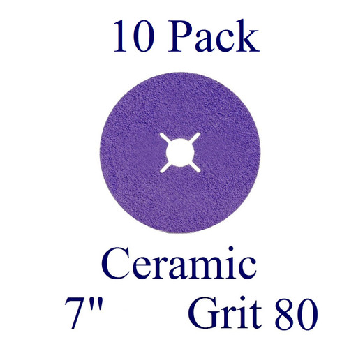 7" x 7/8" - Platinum Fiber Disc - Ceramic - Grit 80 (10 Pack)