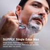 SUPPLY Single Edge Max Razor for Men – Premium Metal Single-Blade Safety Razor with Pivoting Head for Fewer Cuts and Irritation 