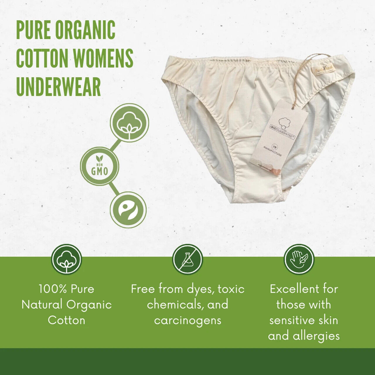 Body4Real Organic Clothing 100% Cotton Women's Panty Ladies