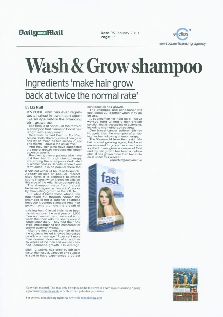 FAST Shampoo and Conditioner sample travel sachets hair growth 10ml