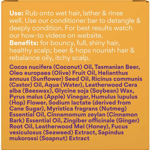 Beauty and the Bees Tasmanian Real Beer Shampoo Bar 125g Beauty and the Bees Tasmanian Real Beer Shampoo Bar 125g