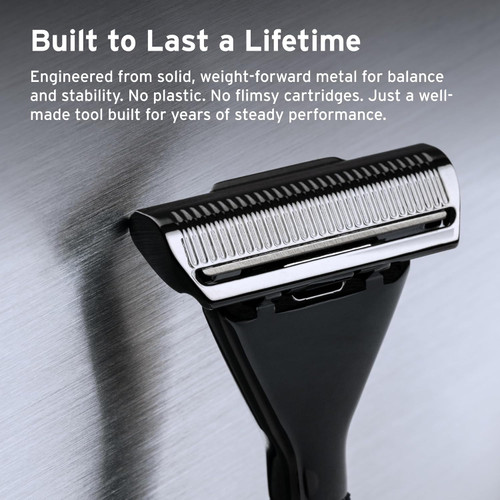 SUPPLY Single Edge Max Razor for Men – Premium Metal Single-Blade Safety Razor with Pivoting Head for Fewer Cuts and Irritation 
