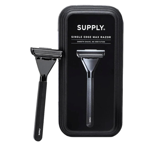 SUPPLY Single Edge Max Razor for Men – Premium Metal Single-Blade Safety Razor with Pivoting Head for Fewer Cuts and Irritation 