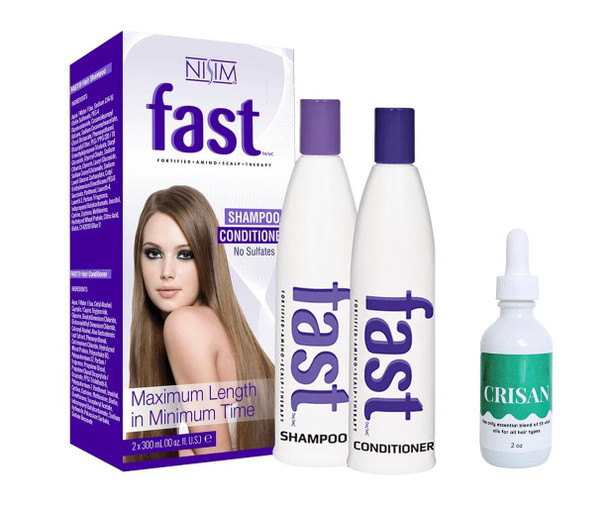 FAST Long Hair Growing Biotin Shampoo Conditioner + CRISAN Hair Oil Treatment