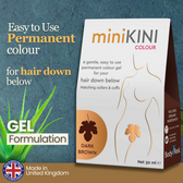 Pubic Hair Dye Permanent Colour Gel Formulation with Organic Ingredients MiniKINI Colour 30mL Dark Blonde Dark Brown or Black Cover Grey Hair Down There Below Colouring Kit