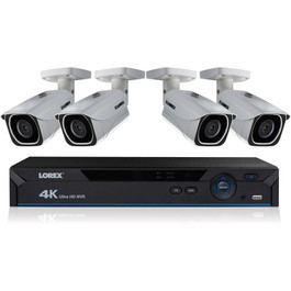 8-Channel 4K HD 2TB NVR with Four 4K Bullet Security Cameras