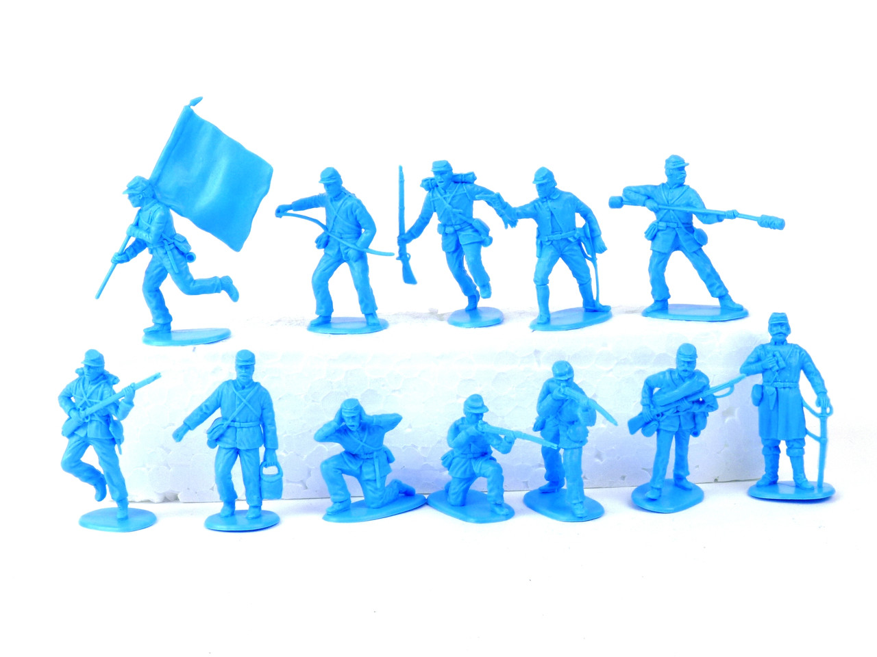 TATS 54mm Civil War Union Artillery Plastic Toy Soldiers Light Blue