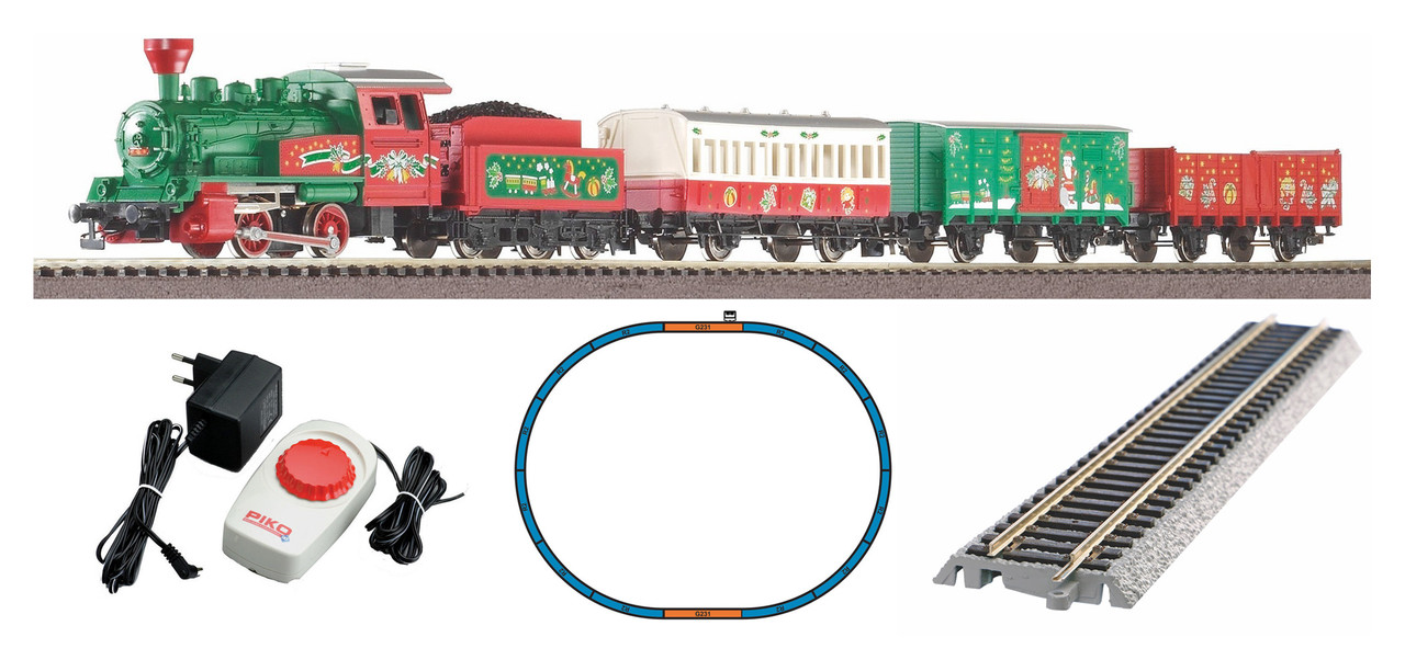 Piko 57081 HO Scale Roadbed Christmas Train Starter Set With Steam