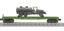 MTH Trains 30-70104B RailKing US Army Flat Car With 6x6 Tank Truck Road No 4292