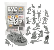 BMC Toys 48506 Classic Marx Plastic Army Men WWII US Soldiers 31pc Gray Playset