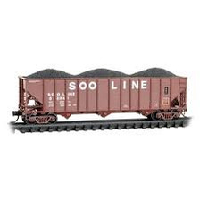 Microtrains 10800560 N 100-Ton 3-Bay Ribside Open Hopper w/Coal Load Soo Line 60841