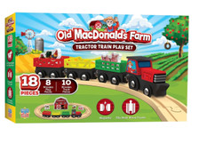 MasterPieces Old MacDonald's Farm Tractor Toy Wooden Train Play Set 18pc